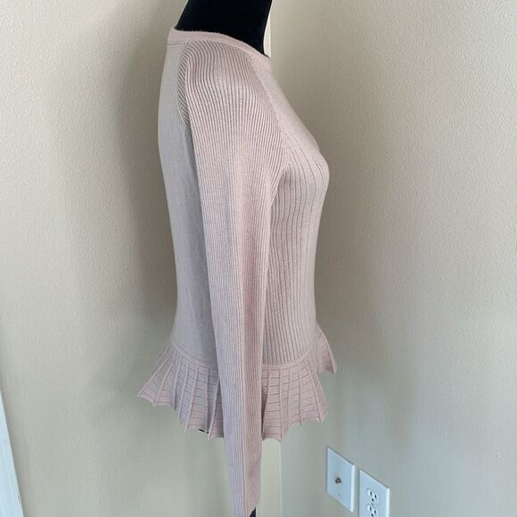 Tory Burch Margaret peplum dusty pink silk cashmere sweater - Picture 3 of 10